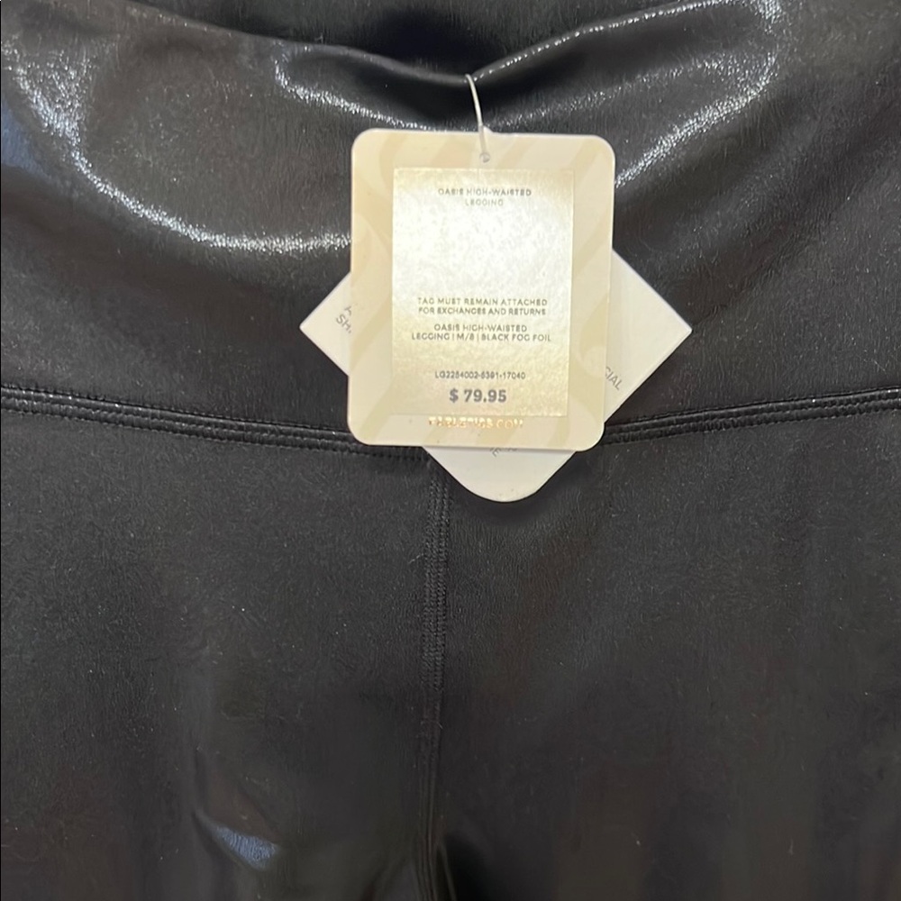Fabletics Oasis High Waisted Foil Leggings, Black Fog, Size M, NWT